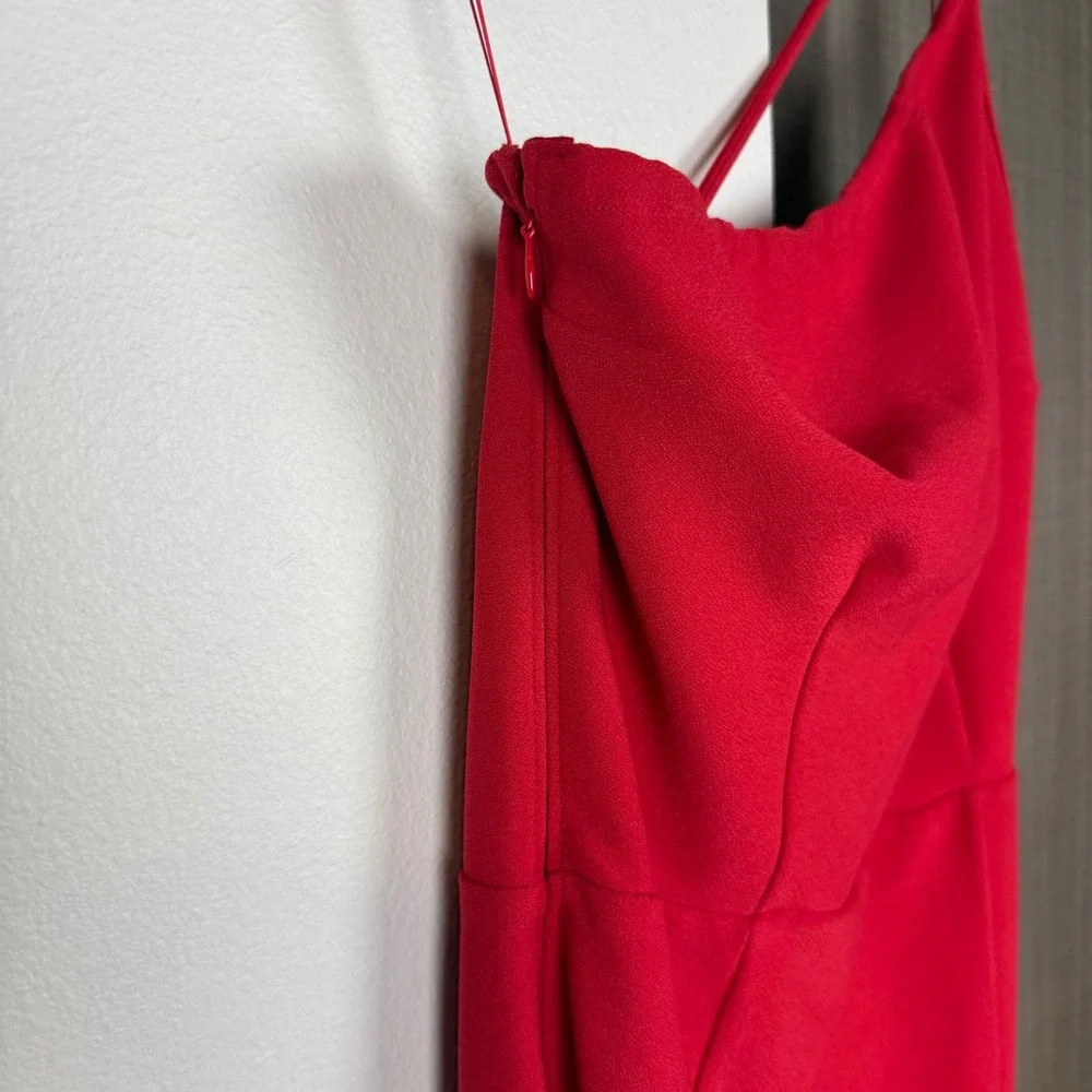 NEW Abercrombie & Fitch Red Asymmetrical One Shoulder Maxi Dress Size Large Tall